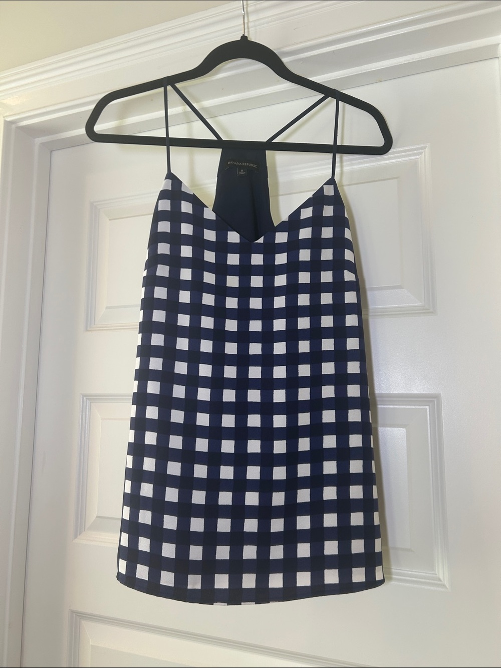 Banana Republic Navy and White Gingham Spaghetti Strap Cami